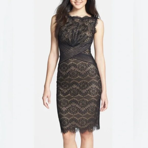 Tadashi Shoji Dresses & Skirts - Tadashi Shoji Chantilly Lace Boatneck Sheath Midi Dress sz12